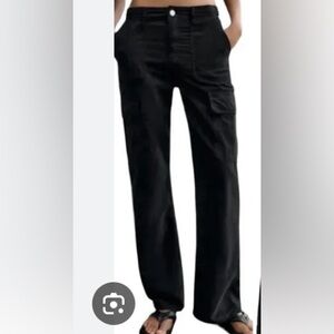 Zara black straight leg cargo pants size US 6 NWT streetwear